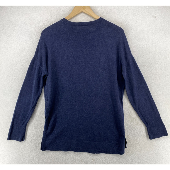 EILEEN FISHER Sweater XXS Tunic Organic Cotton Jumper Side Slit Blue - Picture 3 of 11